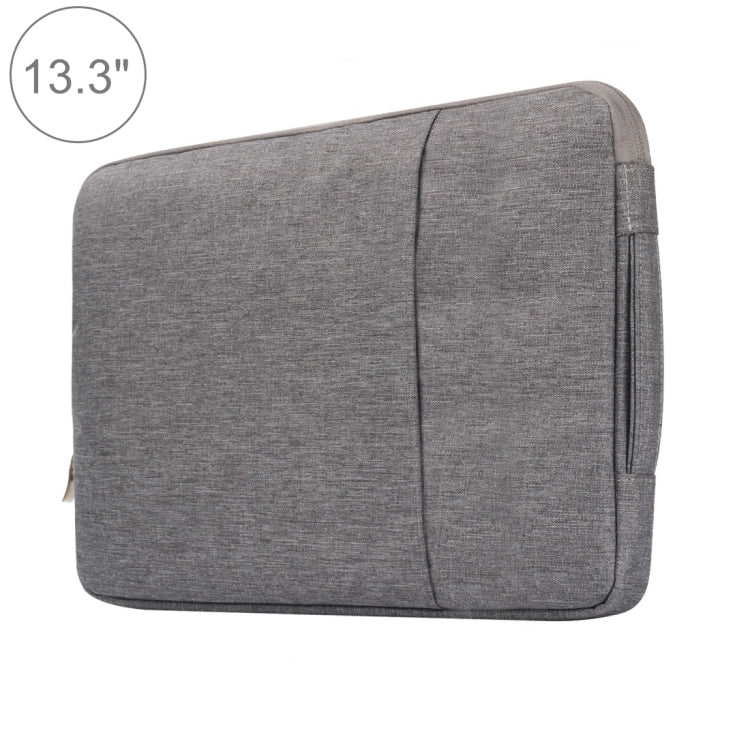 13.3 inch Universal Fashion Soft Laptop Denim Bags Portable Zipper Notebook Laptop Case Pouch for MacBook Air / Pro, Lenovo and other Laptops, Size: 35.5x26.5x2cm(Grey) - 13.3 inch by buy2fix | Online Shopping UK | buy2fix