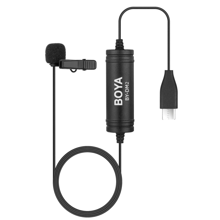 BOYA BY-DM2 USB-C / Type-C Broadcast Lavalier Condenser Microphone with Windscreen for Android Phones / Tablets (Black) - Consumer Electronics by BOYA | Online Shopping UK | buy2fix