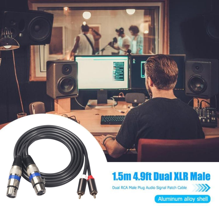 366155-15 2 RCA Male to 2 XLR 3 Pin Male Audio Cable, Length: 1.5m - Consumer Electronics by buy2fix | Online Shopping UK | buy2fix