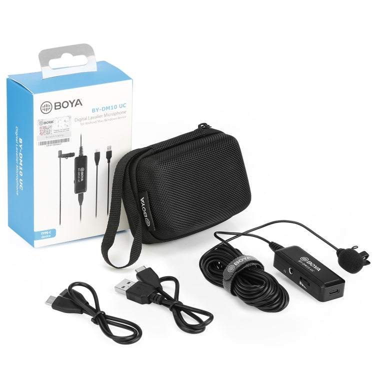 BOYA BY-DM10 UC USB-C / Type-C Plug Broadcast Lavalier Microphone with Windscreen, Cable Length: 6m (Black) - Consumer Electronics by BOYA | Online Shopping UK | buy2fix