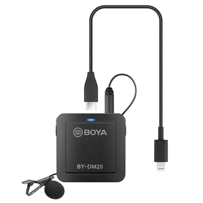 BOYA BY-DM20 Dual-Channel Recording Lavalier Microphone for iPhone / Android(Type-C) / Laptop(Black) - Consumer Electronics by BOYA | Online Shopping UK | buy2fix