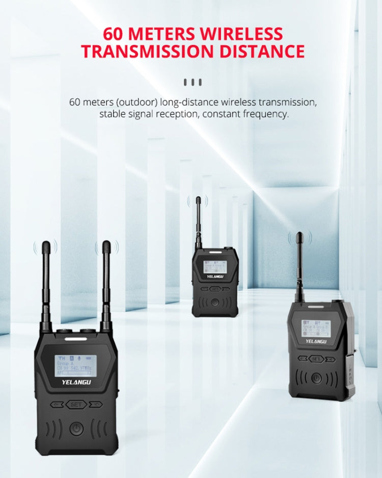 YELANGU YLG9929C MX4 Dual-Channel 100CH UHF Wireless Microphone System with Transmitter and Receiver for DSLR Cameras and Video Cameras(Black) - Camera Microphone by YELANGU | Online Shopping UK | buy2fix