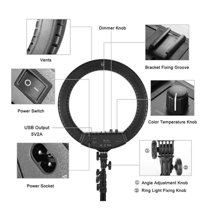 MANTOO RL-18 II 100-240V 55W 18 inch Two-color Dimmable Ring Fill Light with Tripod - Ring Light by MANTOO | Online Shopping UK | buy2fix