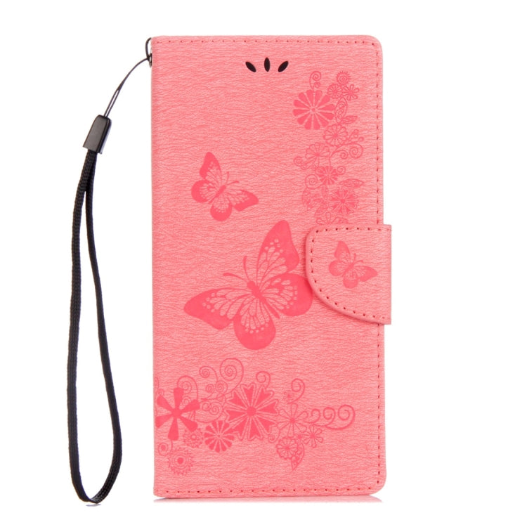 For Sony Xperia XA1 Pressed Flowers Butterfly Pattern Horizontal Flip Leather Case with Holder & Card Slots & Wallet(Pink) - Mobile Accessories by buy2fix | Online Shopping UK | buy2fix