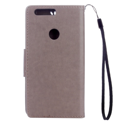 For Huawei  Honor 8 Flowers Embossing Horizontal Flip Leather Case with Holder & Card Slots & Wallet & Lanyard(Grey) - Mobile Accessories by buy2fix | Online Shopping UK | buy2fix