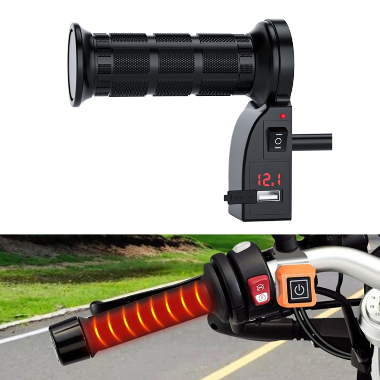 CS-503A1 Motorcycle Modified Electric Heating Hand Cover Heated Grip Handlebar with Digital Voltmeter(Red) - Grips by buy2fix | Online Shopping UK | buy2fix