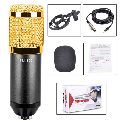 BM-800 3.5mm Studio Recording Wired Condenser Sound Microphone with Shock Mount, Compatible with PC / Mac for Live Broadcast Show, KTV, etc.(Black) - Consumer Electronics by buy2fix | Online Shopping UK | buy2fix