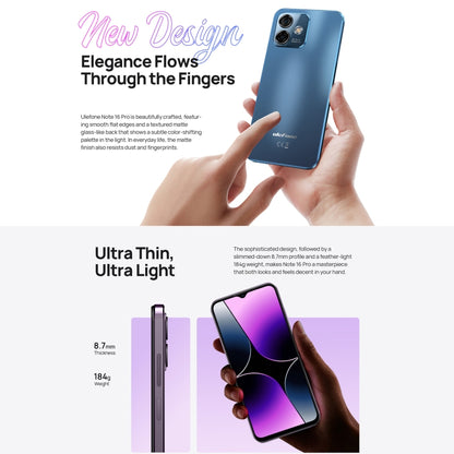 [HK Warehouse] Ulefone Note 16 Pro, 8GB+128GB, Dual Back Cameras, Face ID & Side Fingerprint Identification, 4400mAh Battery, 6.52 inch Android 13 Unisoc T606 OctaCore up to 1.6GHz, Network: 4G, Dual SIM, OTG(Blue) - Ulefone by Ulefone | Online Shopping UK | buy2fix