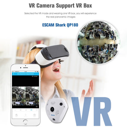 ESCAM Shark QP180 960P 360 Degrees Fisheye Lens 1.3MP WiFi IP Camera, Support Motion Detection / Night Vision, IR Distance: 10m - Security by ESCAM | Online Shopping UK | buy2fix