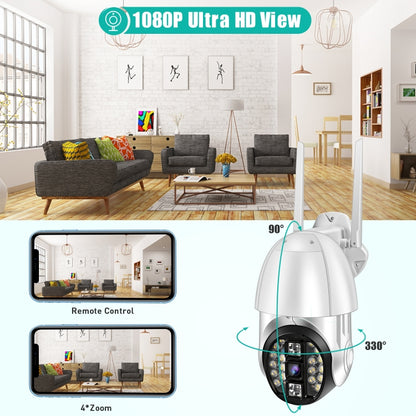 QX33 1080P Panoramic PTZ 360 Degree Rotating WIFI Camera, Support Day and Night Full Color & Two-way Voice Intercom & Motion Detection Alarm & Video Playback & 64GB TF Card, US Plug - Security by buy2fix | Online Shopping UK | buy2fix