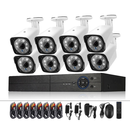 A8B3 / Kit 8CH 1080N Surveillance DVR System and 720P 1.0MP HD Weatherproof Bullet Camera, Support Infrared Night Vision & P2P & Phone Remote Monitor(White) - Security by buy2fix | Online Shopping UK | buy2fix