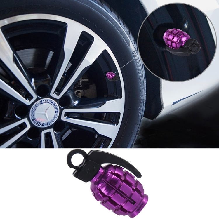 4 PCS Universal Grenade Shaped Car Tire Valve Caps(Purple) - Tire Valve Caps by buy2fix | Online Shopping UK | buy2fix