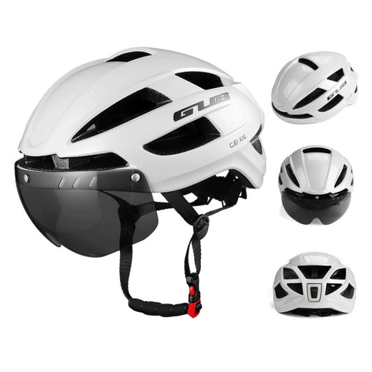 GUB CJD Integrally-Molded Bicycle Goggles Helmet With Tail Light(Pearl White) - Protective Helmet & Masks by GUB | Online Shopping UK | buy2fix