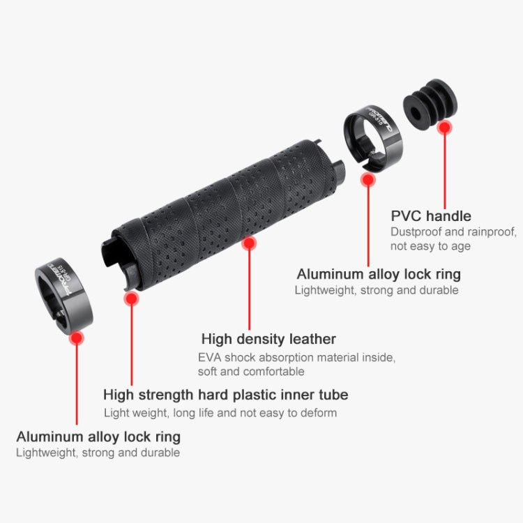 PROMEND GR-515 1 Pair Shock-absorbing Anti-skid Mountain Bike Grips Cover (Black) - Bicycle Grips by PROMEND | Online Shopping UK | buy2fix