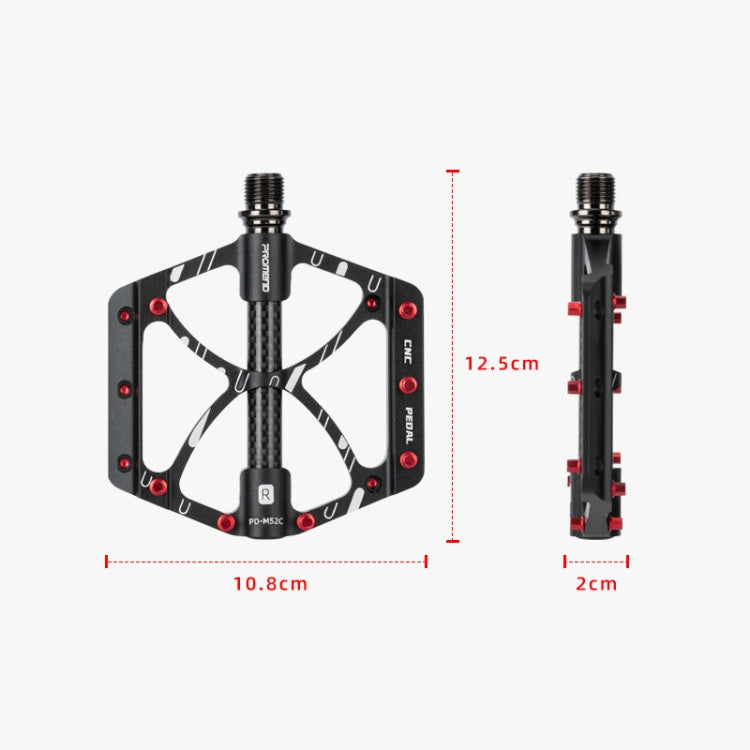 PROMEND PD-M52C 1 Pair Bicycle Aluminum Alloy + Carbon Fiber Tube Bearing Pedals (Titanium Color) - Pedals by PROMEND | Online Shopping UK | buy2fix