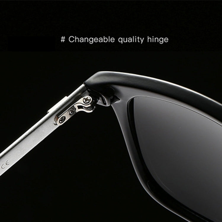 Men Retro Fashion Aluminum Magnesium Frame UV400 Polarized Sunglasses  (Black + Grey) - Sunglasses by buy2fix | Online Shopping UK | buy2fix