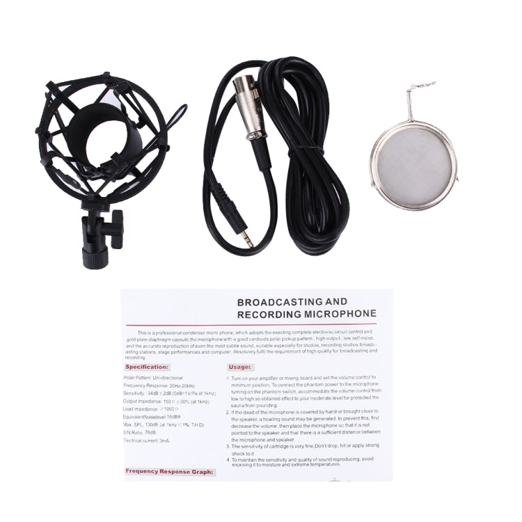 3000 Home KTV Mic Condenser Sound Recording Microphone with Shock Mount & Pop Filter for PC & Laptop, 3.5mm Earphone Port, Cable Length: 2.5m(Blue) - Consumer Electronics by buy2fix | Online Shopping UK | buy2fix