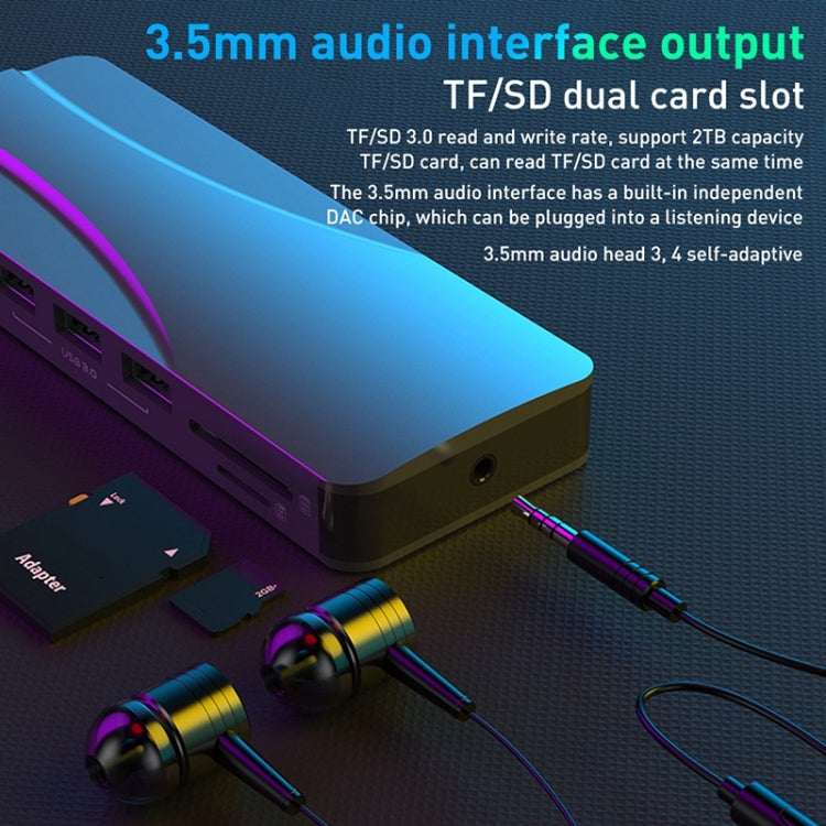 Rocketek HC451 Type-C to 60W PD + 4K HDMI + DP + 100M RJ45 14 in 1 HUB Adapter - USB HUB by ROCKETEK | Online Shopping UK | buy2fix