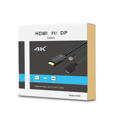 H146 HDMI Male + USB 2.0 Male to DisplayPort Female Adapter Cable, Length：25cm -  by buy2fix | Online Shopping UK | buy2fix