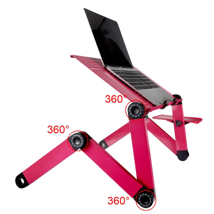 Portable 360 Degree Adjustable Foldable Aluminium Alloy Desk Stand with Mouse Pad for Laptop / Notebook, without CPU Fans(Magenta) - Computer & Networking by buy2fix | Online Shopping UK | buy2fix