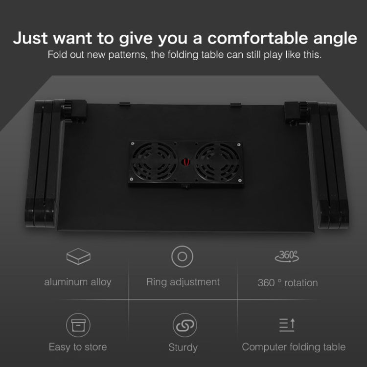 Portable 360 Degree Adjustable Foldable Aluminium Alloy Desk Stand with Double CPU Fans & Mouse Pad for Laptop / Notebook, Desk Size: 480mm x 260mm (Red) - Computer & Networking by buy2fix | Online Shopping UK | buy2fix