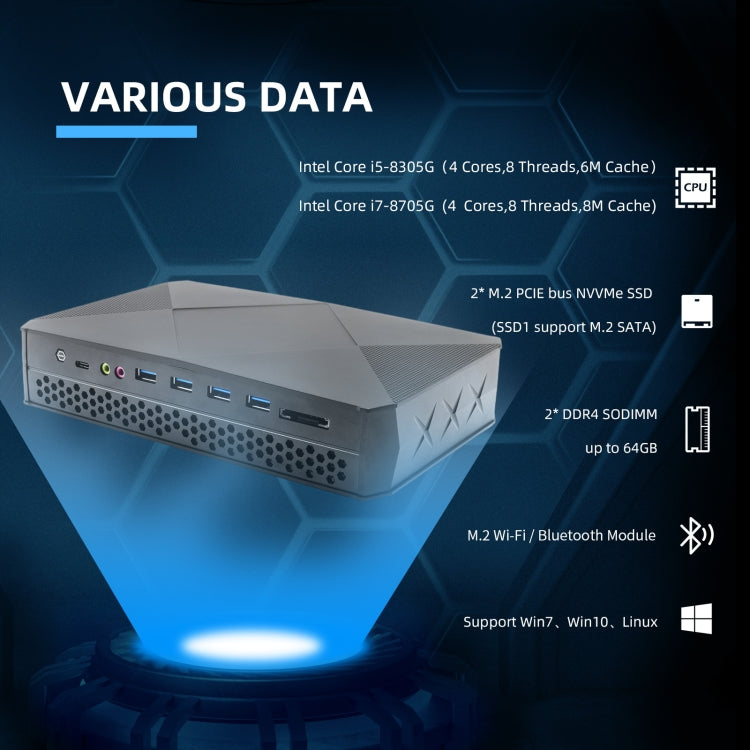 HYSTOU F9 Windows 10 / Linux System Gaming Mini PC, Intel Core i5-8305G 4 Core 8M Cache up to 4.20GHz, 32GB RAM+ 1TB SSD, AU Plug - Windows Mini PCs by HYSTOU | Online Shopping UK | buy2fix