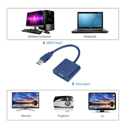 External Graphics Card Converter Cable USB3.0 to VGA, Resolution: 1080P(Blue) - Converter by buy2fix | Online Shopping UK | buy2fix