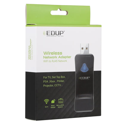 EDUP EP-2911S 300Mbps 2.4GHz Wireless USB Repeater WiFi to RJ45 Network Adapter for TV, Set Top Box, PS4, Xbox, Printer, Projector - USB Network Adapter by EDUP | Online Shopping UK | buy2fix