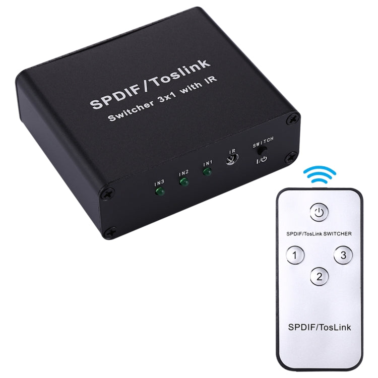 NK-3X1 Full HD SPDIF / Toslink Digital Optical Audio 3 x 1 Switcher Extender with IR Remote Controller - Audio Signal Switcher by buy2fix | Online Shopping UK | buy2fix