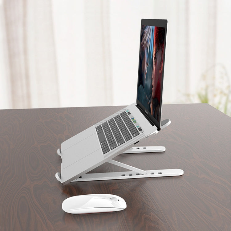 Laptop Stand Desktop Raise Bracket Cooling Base Lifting Holder Foldable (White) - Computer & Networking by buy2fix | Online Shopping UK | buy2fix