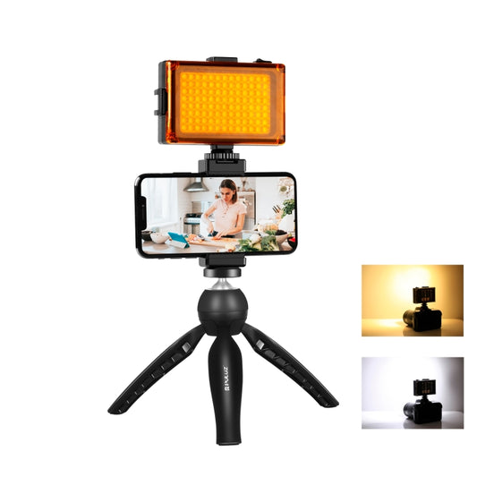 PULUZ Live Broadcast Smartphone Video Light Vlogger Kits with LED Light + Tripod Mount + Phone Clamp Holder(Black) - Stand by PULUZ | Online Shopping UK | buy2fix