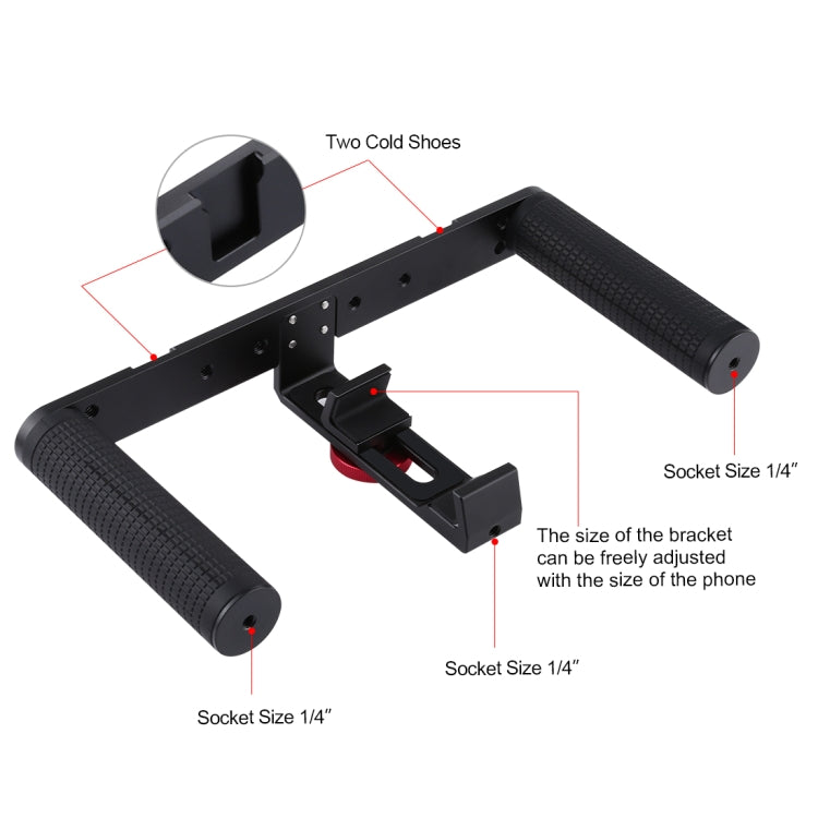 PULUZ Vlogging Live Broadcast Smartphone Video Rig Filmmaking Recording Handle Stabilizer Aluminum Bracket for iPhone, Galaxy, Huawei, Xiaomi, HTC, LG, Google, and Other Smartphones - Camera Accessories by PULUZ | Online Shopping UK | buy2fix