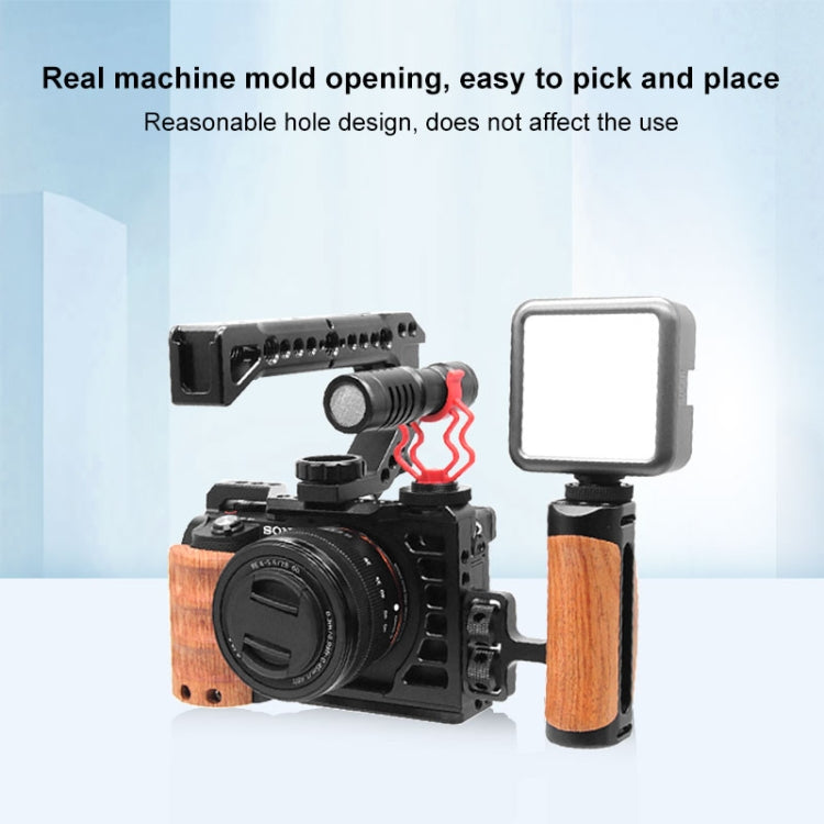 For Sony Alpha 7C / ILCE-7C / A7C PULUZ Wood Handle Metal Camera Cage Stabilizer Rig - Camera Cage by PULUZ | Online Shopping UK | buy2fix