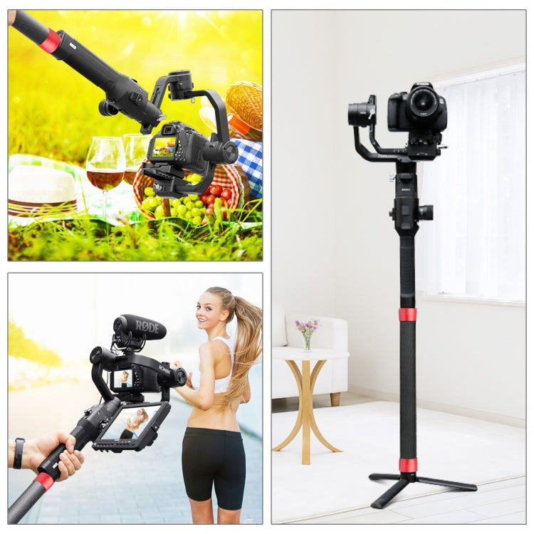 PULUZ Carbon Fiber Extension Monopod Pole Rod Extendable Stick for DJI / MOZA / Feiyu V2 / Zhiyun G5 / SPG Gimbal, Length: 35cm(Red) - DJI & GoPro Accessories by PULUZ | Online Shopping UK | buy2fix