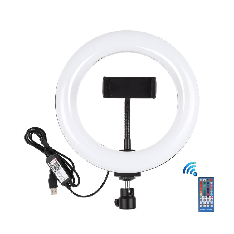 PULUZ 7.9 inch 20cm USB RGB Dimmable LED Dual Color Temperature LED Curved Light Ring Vlogging Selfie Photography Video Lights with Phone Clamp(Black) - Consumer Electronics by PULUZ | Online Shopping UK | buy2fix