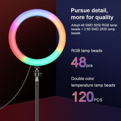 PULUZ 10.2 inch 26cm Curved Surface 168 LED Marquee LED RGBWW Dual-color Temperature Dimmable Ring Vlogging Photography Video Lights with Cold Shoe Tripod Ball Head & Remote Control & Phone Clamp(Black) - Consumer Electronics by PULUZ | Online Shopping UK | buy2fix