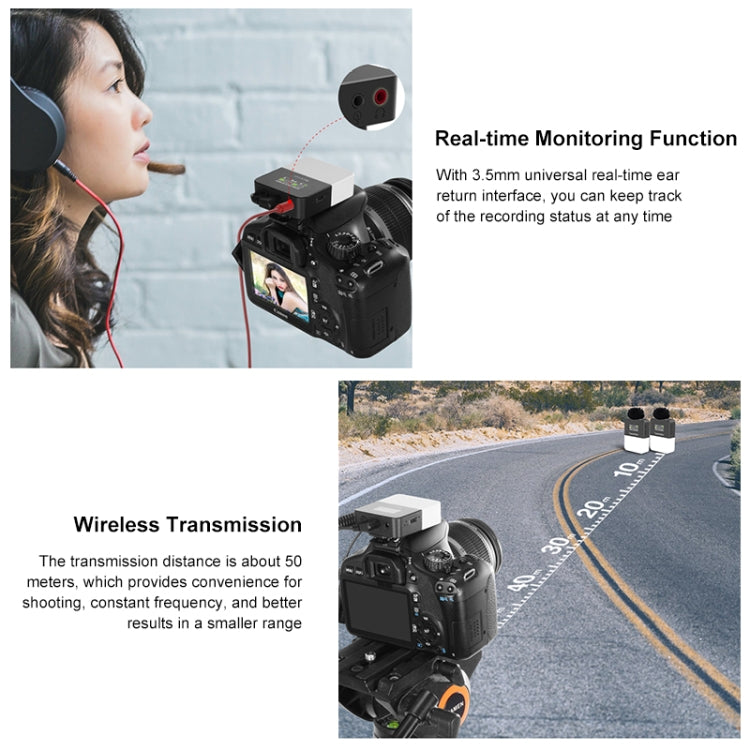 PULUZ Vlog Video Wireless Lavalier Microphone  with Transmitter and Receiver for DSLR Cameras and Video Cameras(Black) - Camera Microphone by PULUZ | Online Shopping UK | buy2fix