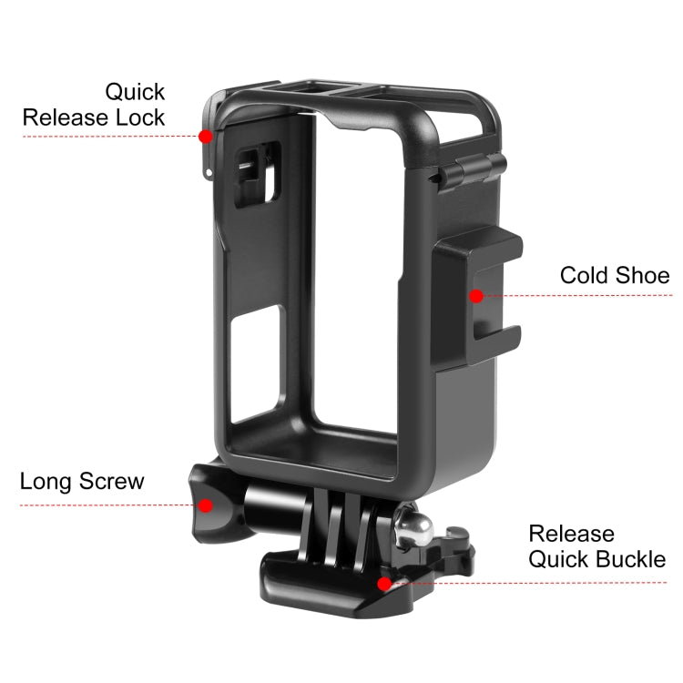 For DJI Osmo Action 4 / 3 PULUZ Vertical Plastic Protective Frame Cage with Cold Shoes (Black) -  by PULUZ | Online Shopping UK | buy2fix