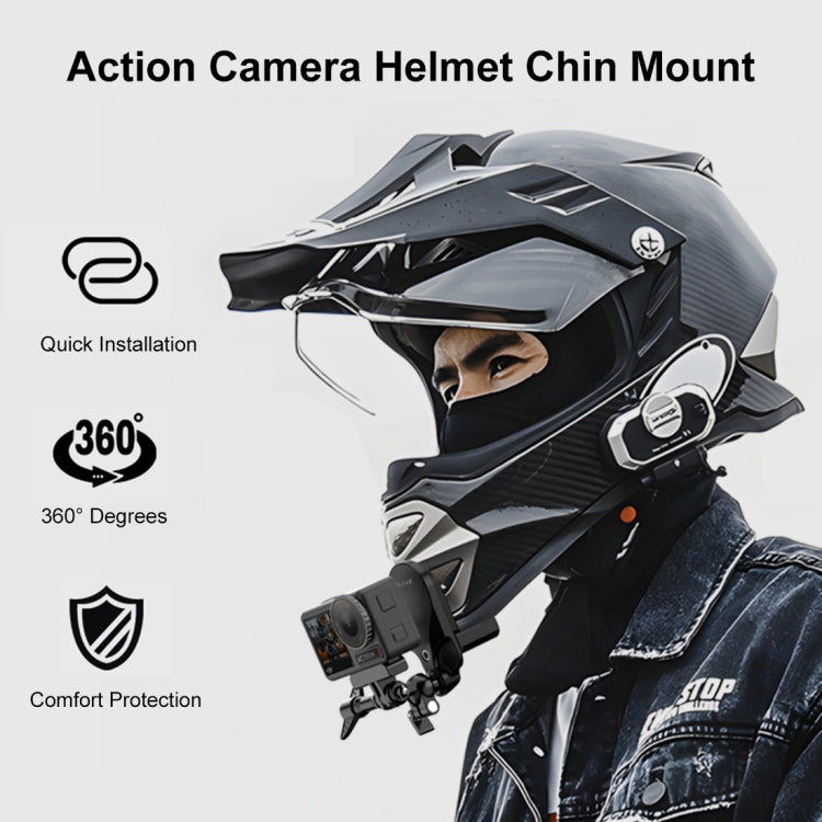 PULUZ Motorcycle Helmet Chin Clamp Mount for GoPro and Other Action Cameras (Black) - Helmet Mount by PULUZ | Online Shopping UK | buy2fix