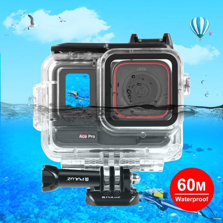 For Insta360 Ace Pro PULUZ 60m Underwater Waterproof Housing Case with Base Adapter & Screw (Transparent) - Case & Bags by PULUZ | Online Shopping UK | buy2fix