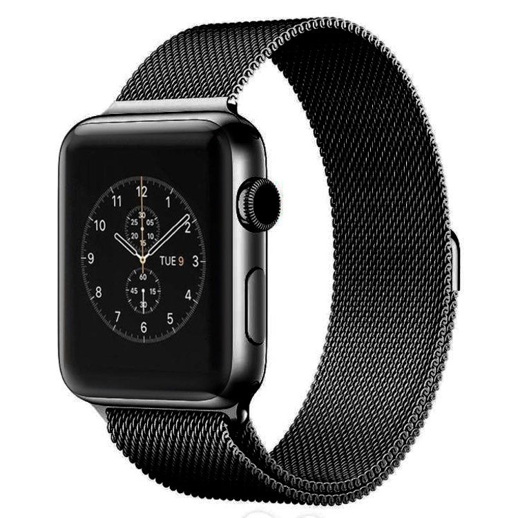 For Apple Watch 42mm Milanese Loop Magnetic Stainless Steel Watch Band(Black) - Smart Wear by buy2fix | Online Shopping UK | buy2fix