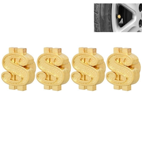 Universal 8mm Dollar Style Plastic Car Tire Valve Caps, Pack of 4(Gold) - In Car by buy2fix | Online Shopping UK | buy2fix