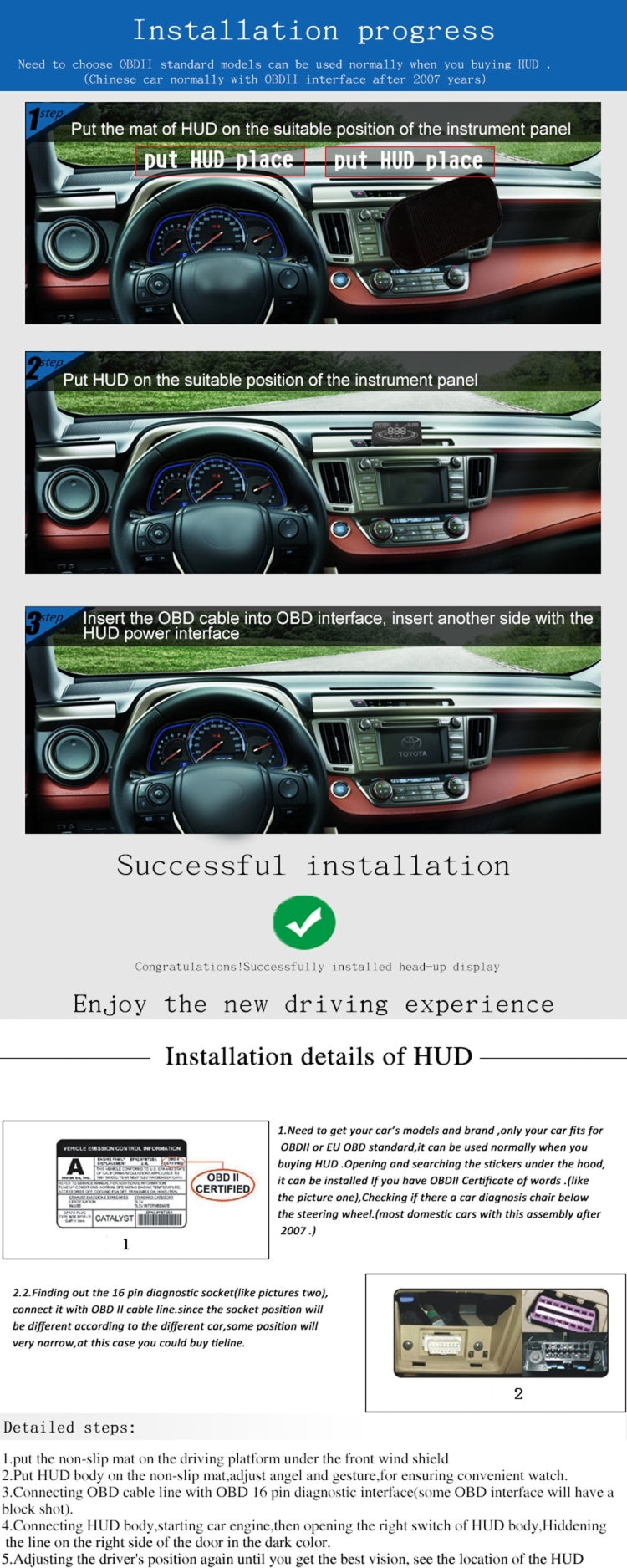 E300 5.5 inch Car OBDII / EUOBD HUD Vehicle-mounted Head Up Display Security System, Support Speed & Fuel Consumption, Overspeed Alarm,  Fuel Consumption, Water Temperature, etc.(Black) - Head Up Display System by buy2fix | Online Shopping UK | buy2fix