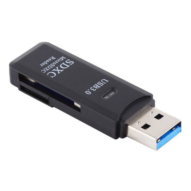 2 in 1 USB 3.0 Card Reader, Super Speed 5Gbps, Support SD Card / TF Card(Black) -  by buy2fix | Online Shopping UK | buy2fix