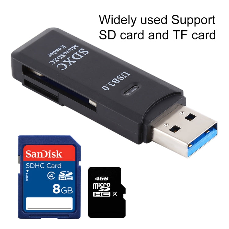 2 in 1 USB 3.0 Card Reader, Super Speed 5Gbps, Support SD Card / TF Card(Black) -  by buy2fix | Online Shopping UK | buy2fix