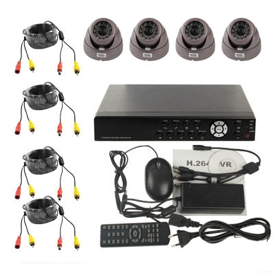 4-CH Embedded Digital Video Recorder Kit (1 / 4 Sharp CCD, 420TVL, 24 x IR LED, 6mm Lens, IR Distance: 25m, H.264 (8204EV+622A) - Security by buy2fix | Online Shopping UK | buy2fix