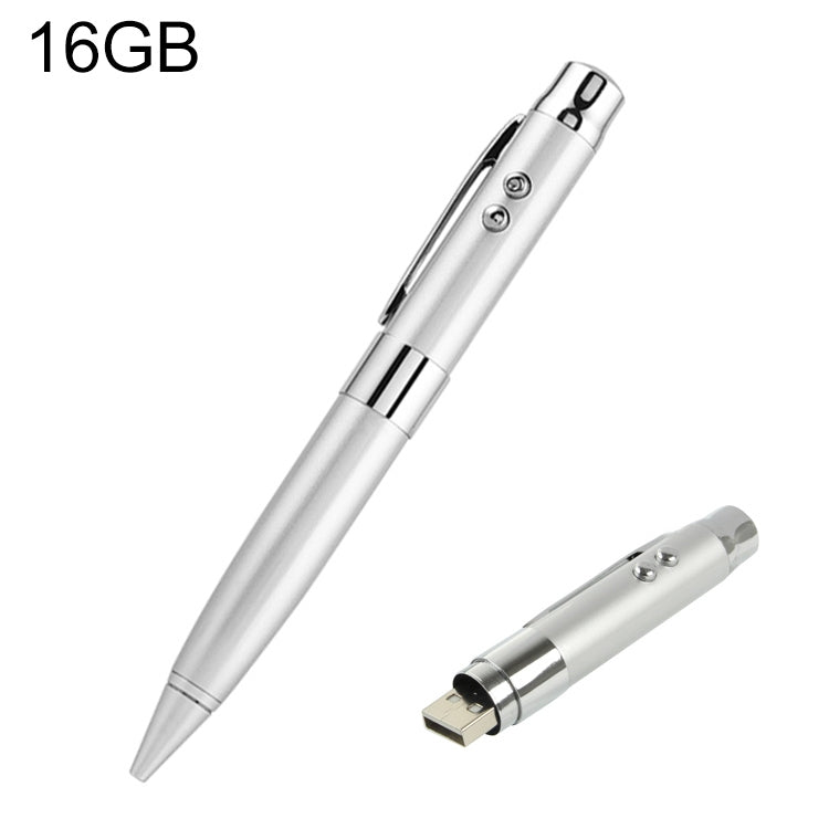 3 in 1 Laser Pen Style USB Flash Disk, Silver (16GB)(Silver) - Computer & Networking by buy2fix | Online Shopping UK | buy2fix