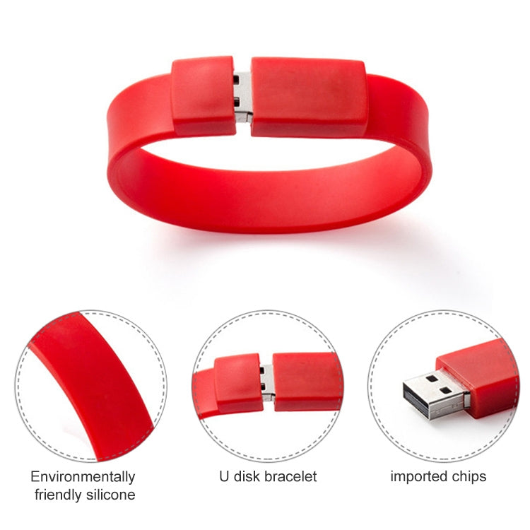 2GB Silicon Bracelets USB 2.0 Flash Disk(Pink) - USB Flash Drives by buy2fix | Online Shopping UK | buy2fix