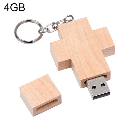 4 GB Wood Cross Style USB Flash Disk - USB Flash Drives by buy2fix | Online Shopping UK | buy2fix