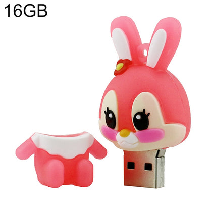 Cartoon Bunny Style Silicone USB 2.0 Flash disk, Special for All Kinds of Festival Day Gifts,Pink (16GB) - USB Flash Drives by buy2fix | Online Shopping UK | buy2fix